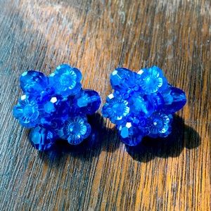 1950s West Germany Floral Beaded Clip on Earrings
